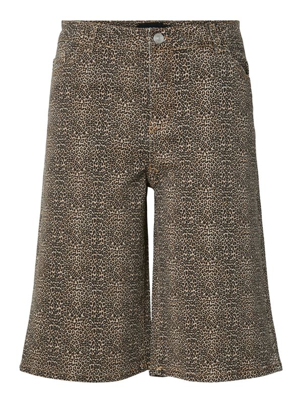 Pieces PCSALUME Denim Bermuda Shorts Leopard