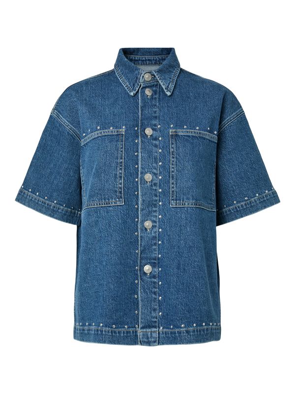 Pieces Karla Denim Blouse met Studs