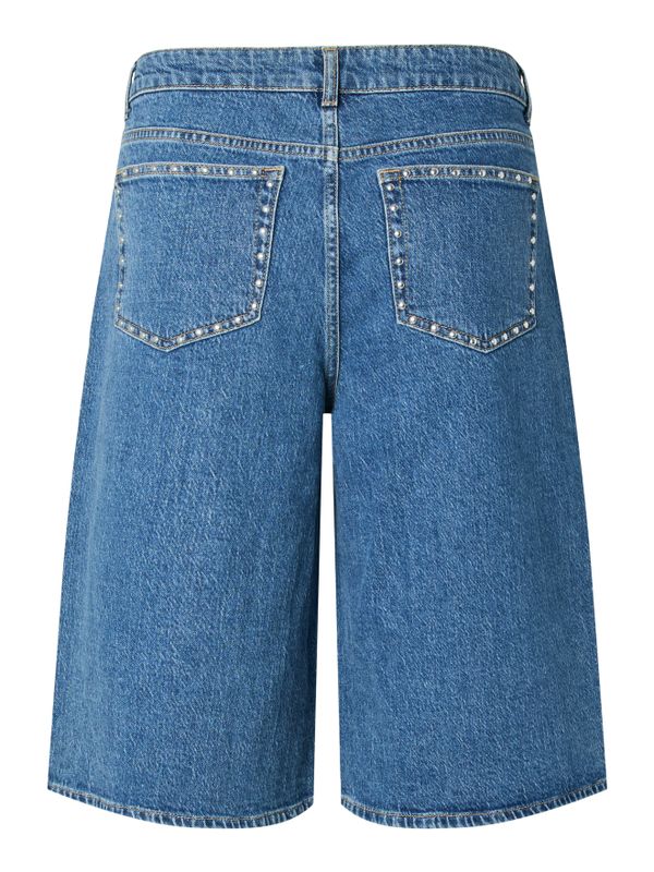 Pieces PCKARLA Denim Jorts met parels