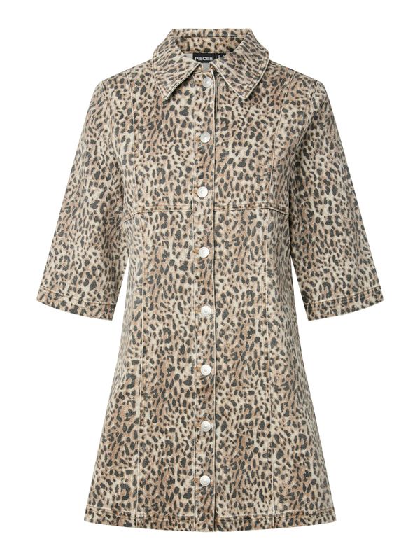 Pieces PCSALUME Denim Jurk Panterprint