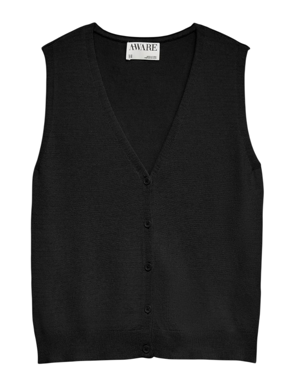 Aware AWBEVERLY Gebreid Gilet - Zwart