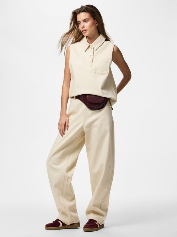 Pieces PCGRACE mouwloze denim polotop