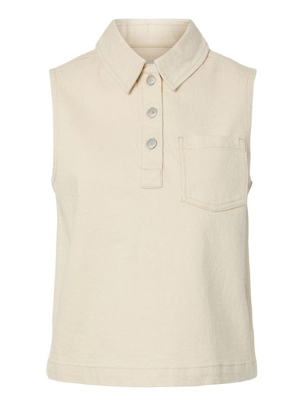 Pieces PCGRACE mouwloze denim polotop