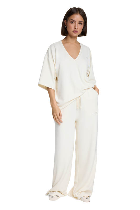 Alix the Label Scuba Wide Leg Pants Cream