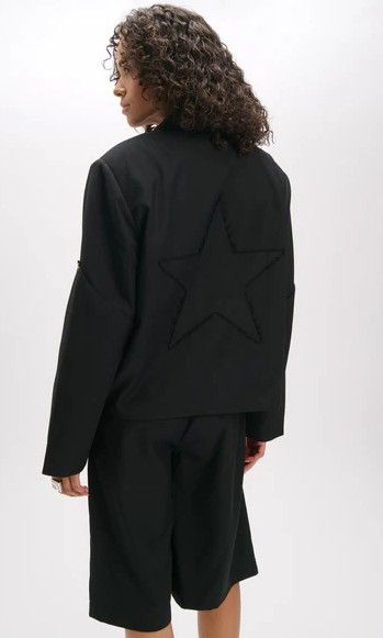 Refined Star Cropped Blazer Zwart