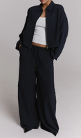 Refined navy pants with pleats Mila