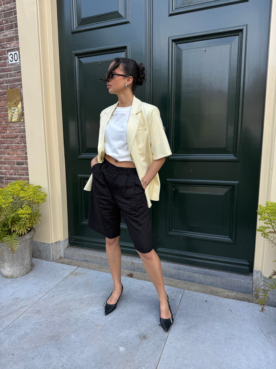 YAS Likka Blazer met Korte Mouwen en Taillekoord