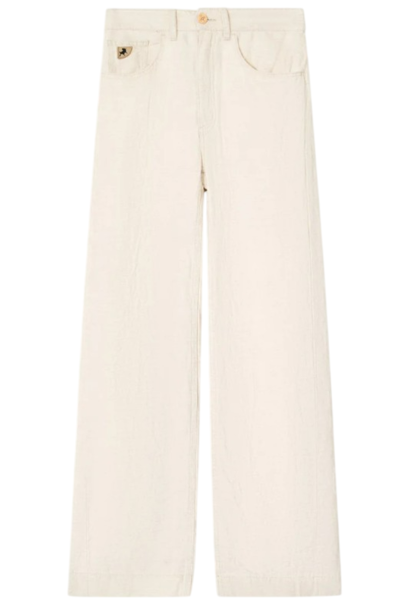 Lois Rosa-R Wide Leg Linnen Broek Beige