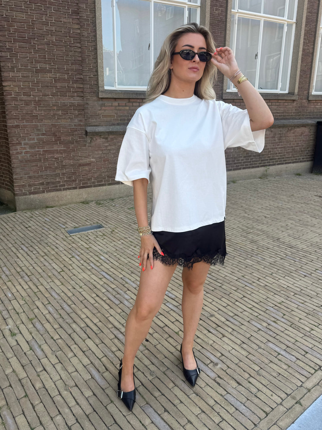 Haute L'amitié Loose Mix Lingerie Tee Off-White