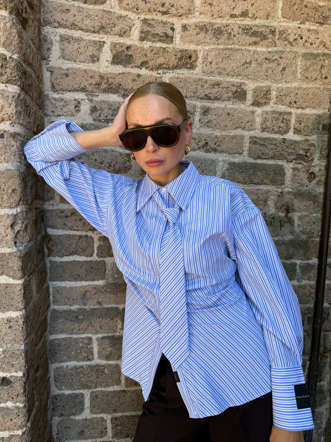 Haute L'amitié Emma Tie Stripe blouse