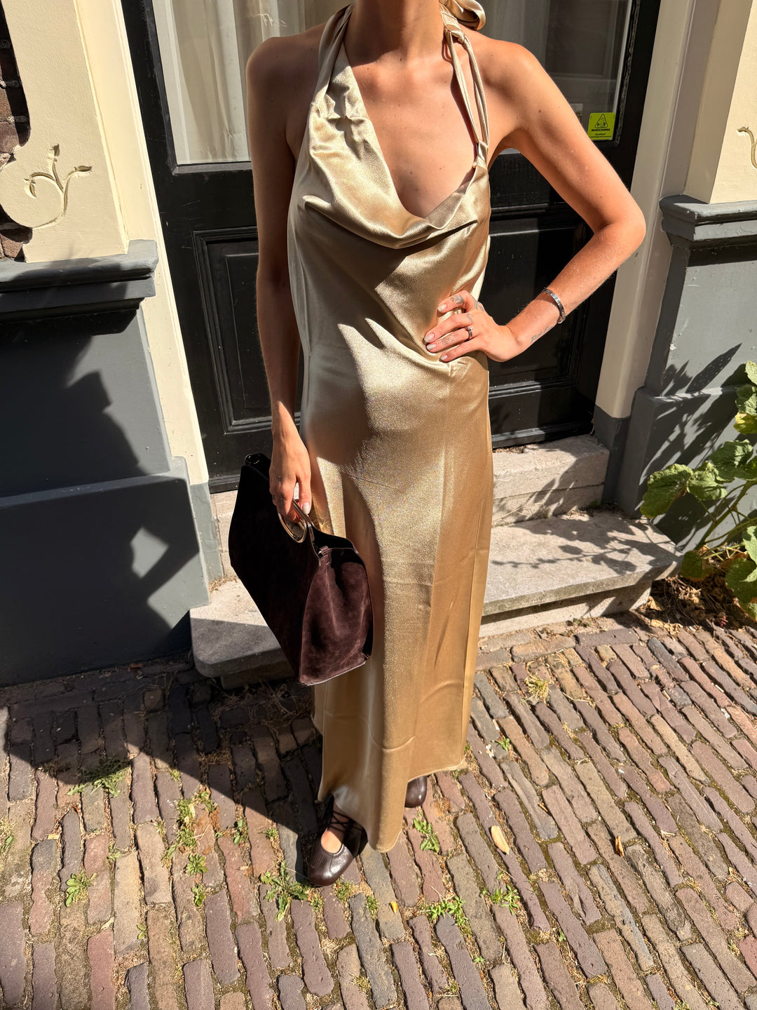 Vero Moda Simone Satijnen Maxi Halterjurk