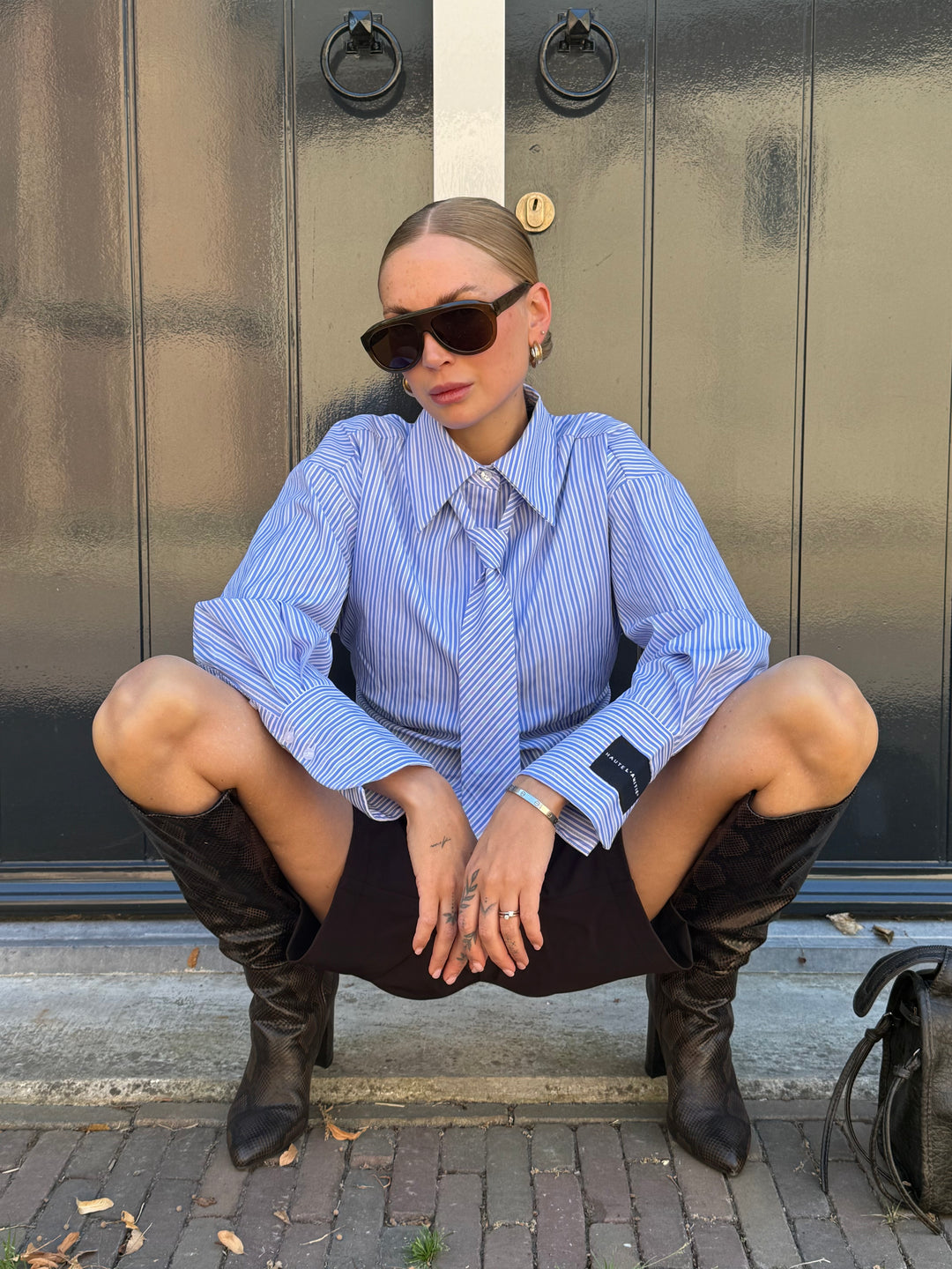 Haute L'amitié Emma Tie Stripe blouse