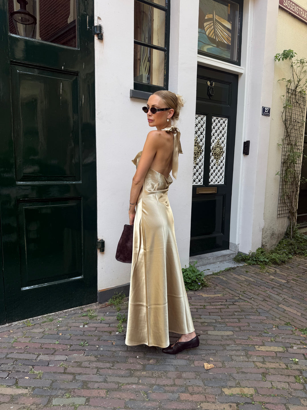 Vero Moda Simone Satijnen Maxi Halterjurk