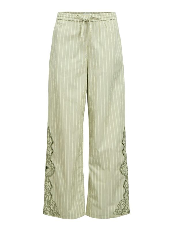 OBJECT Objmagda Gestreepte Broek met Broderie Anglaise