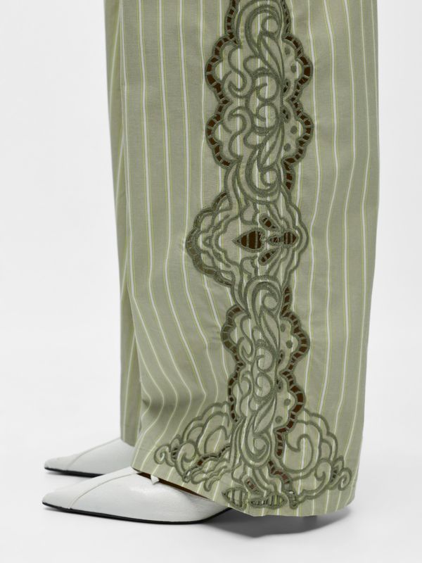 OBJECT Objmagda Gestreepte Broek met Broderie Anglaise