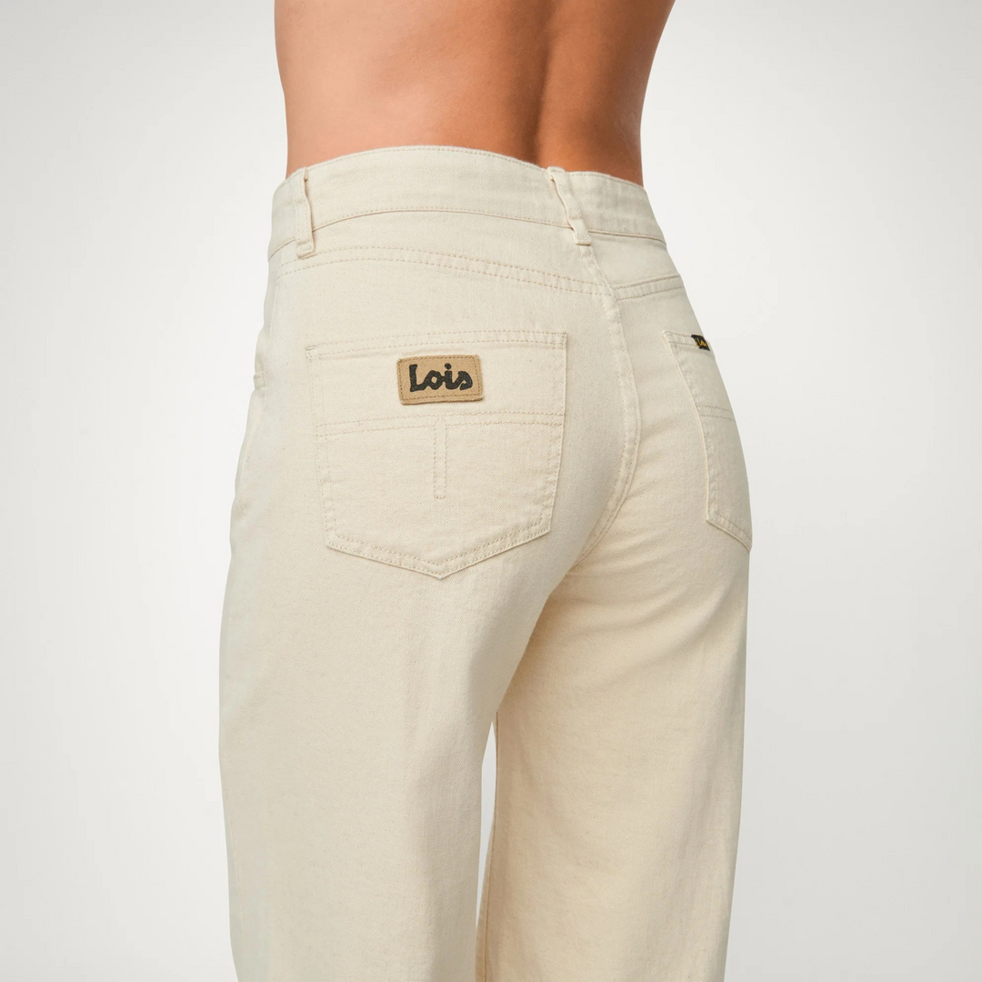 Lois Rosa-R Wide Leg Linnen Broek Beige