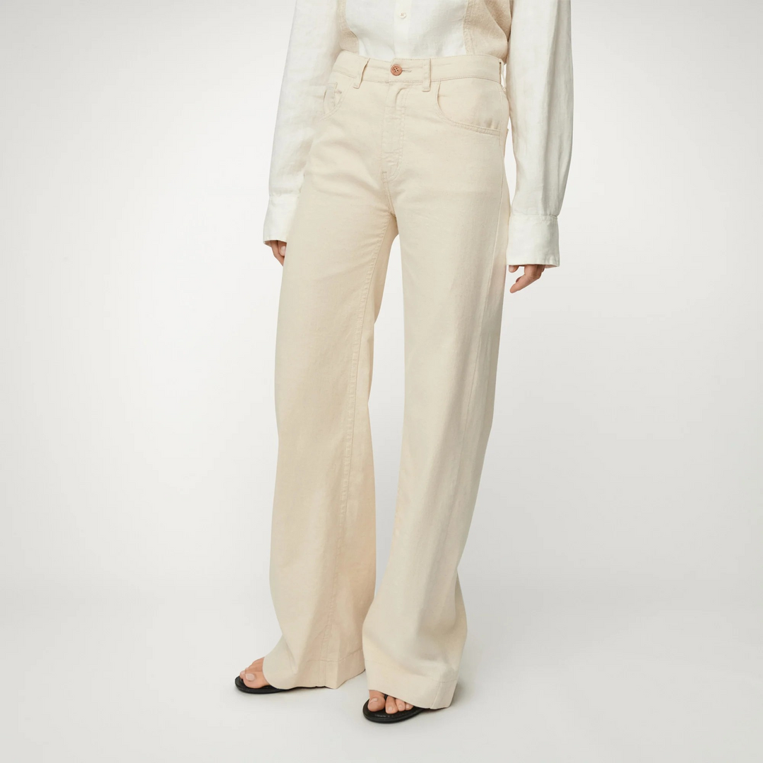 Lois Rosa-R Wide Leg Linnen Broek Beige